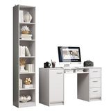 Combo Escritorio y Biblioteca Alaska Blanco 173x204cm con Tres Cajones y con Archivador - ESCRITORIOS | Bylmo