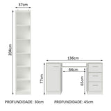 Combo Escritorio y Biblioteca Alaska Blanco 173x204cm con Tres Cajones y con Archivador - ESCRITORIOS | Bylmo