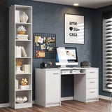 Combo Escritorio y Biblioteca Alaska Blanco 173x204cm con Tres Cajones y con Archivador - ESCRITORIOS | Bylmo