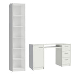 Combo Escritorio y Biblioteca Alaska Blanco 173x204cm con Tres Cajones y con Archivador - ESCRITORIOS | Bylmo