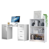 Combo Escritorio y Biblioteca Alaska Blanco 207x102cm con Tres Cajones y con Archivador - ESCRITORIOS | Bylmo