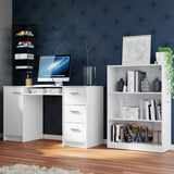 Combo Escritorio y Biblioteca Alaska Blanco 207x102cm con Tres Cajones y con Archivador - ESCRITORIOS | Bylmo