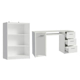 Combo Escritorio y Biblioteca Alaska Blanco 207x102cm con Tres Cajones y con Archivador - ESCRITORIOS | Bylmo