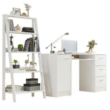 Combo Escritorio y Biblioteca Alaska Blanco 136x77cm con Tres Cajones y con Archivador - ESCRITORIOS | Bylmo