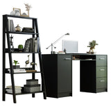 Combo Escritorio y Biblioteca Alaska Negro 136x77cm con Tres Cajones y con Archivador - ESCRITORIOS | Bylmo