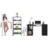 Combo Escritorio y Biblioteca Alaska Negro 136x77cm con Tres Cajones y con Archivador - ESCRITORIOS | Bylmo