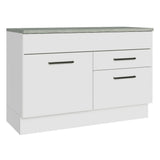 Mueble Inferior de Cocina Agata Blanco 120x84cm con Mesón de Madera sin Estufa y con Dos Cajones - MUEBLES INFERIORES DE COCINA | Bylmo