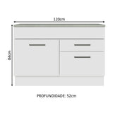 Mueble Inferior de Cocina Agata Blanco 120x84cm con Mesón de Madera sin Estufa y con Dos Cajones - MUEBLES INFERIORES DE COCINA | Bylmo