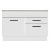 Mueble Inferior de Cocina Agata Blanco 120x84cm con Mesón de Madera sin Estufa y con Dos Cajones - MUEBLES INFERIORES DE COCINA | Bylmo