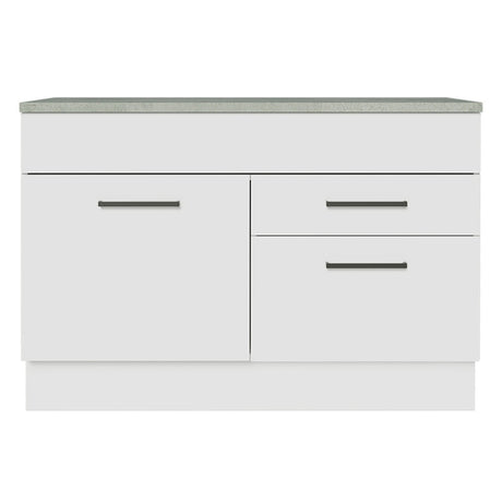 Mueble Inferior de Cocina Agata Blanco 120x84cm con Mesón de Madera sin Estufa y con Dos Cajones - MUEBLES INFERIORES DE COCINA | Bylmo