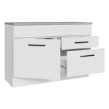 Mueble Inferior de Cocina Agata Blanco 120x84cm con Mesón de Madera sin Estufa y con Dos Cajones - MUEBLES INFERIORES DE COCINA | Bylmo