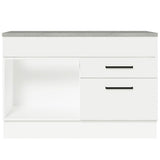 Mueble Inferior de Cocina Agata Blanco 120x84cm con Mesón de Madera sin Estufa y con Dos Cajones - MUEBLES INFERIORES DE COCINA | Bylmo