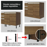 Mueble Inferior de Cocina Glamy Marron 120x81cm sin Mesón sin Estufa y con Dos Cajones - MUEBLES INFERIORES DE COCINA | Bylmo