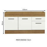 Mueble Inferior de Cocina Agata Marron y Blanco 150x81cm sin Mesón sin Estufa y con Dos Cajones - MUEBLES INFERIORES DE COCINA | Bylmo