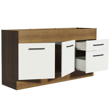 Mueble Inferior de Cocina Agata Marron y Blanco 150x81cm sin Mesón sin Estufa y con Dos Cajones - MUEBLES INFERIORES DE COCINA | Bylmo