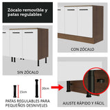 Mueble Inferior de Cocina Agata Marron y Blanco 150x81cm sin Mesón sin Estufa y con Dos Cajones - MUEBLES INFERIORES DE COCINA | Bylmo