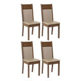 Kit x 4 Sillas Comedor Marron y Crema 40x98cm con Espaldar y de Asiento Cuadrado - SILLAS Y BUTACOS | Bylmo