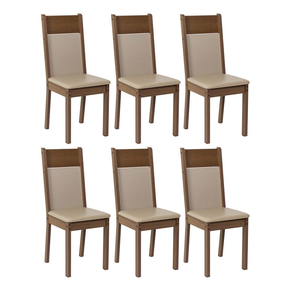 Kit x 6 Sillas Comedor Marron y Crema 40x98cm con Espaldar y de Asiento Cuadrado - SILLAS Y BUTACOS | Bylmo