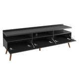 Combo Mueble de TV y Biblioteca Negro y Blanco 61x140cm para TV Hasta 55 Pulgadas con Seis Compartimientos y Ranura para Cables - MUEBLES DE TV | Bylmo