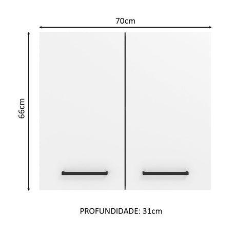 Mueble Superior de Cocina Agata Blanco 70x66cm con Dos Entrepaños y Dos Puertas - MUEBLES SUPERIORES DE COCINA | Bylmo
