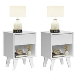 Mesa de Noche x 2 Blanco 35x51cm con Patas y con Dos Cajones - MESAS DE NOCHE | Bylmo