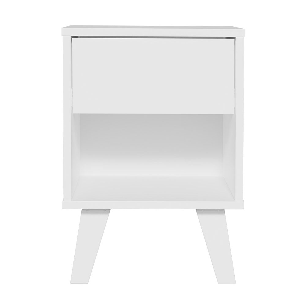 Mesa de Noche x 2 Blanco 35x51cm con Patas y con Dos Cajones - MESAS DE NOCHE | Bylmo