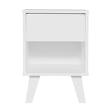 Mesa de Noche x 2 Blanco 35x51cm con Patas y con Dos Cajones - MESAS DE NOCHE | Bylmo