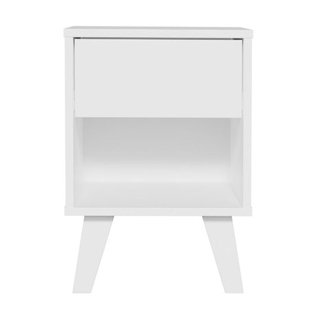 Mesa de Noche x 2 Blanco 35x51cm con Patas y con Dos Cajones - MESAS DE NOCHE | Bylmo