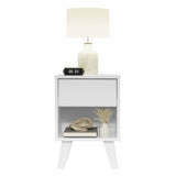 Mesa de Noche x 2 Blanco 35x51cm con Patas y con Dos Cajones - MESAS DE NOCHE | Bylmo