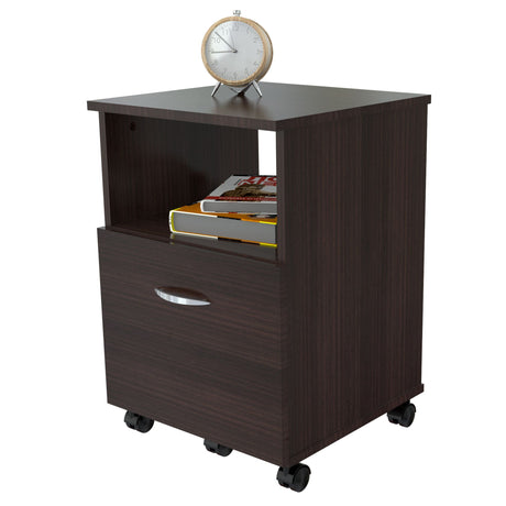 Archivador Wengue 40x58cm Tamaño Oficio con Ruedas y Un Cajón - ARCHIVADORES | Bylmo