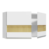 Gabinete de Cocina Glamy Blanco 120x66cm Flotante con Dos Puertas y Vidrios Reflectantes - ALACENAS Y MUEBLES MICROONDAS | Bylmo