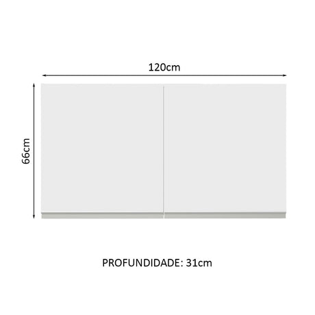 Gabinete de Cocina Glamy Blanco 120x66cm Flotante con Dos Puertas - ALACENAS Y MUEBLES MICROONDAS | Bylmo