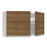 Gabinete de Cocina Glamy Blanco y Marron 120x66cm Flotante con Dos Puertas - ALACENAS Y MUEBLES MICROONDAS | Bylmo