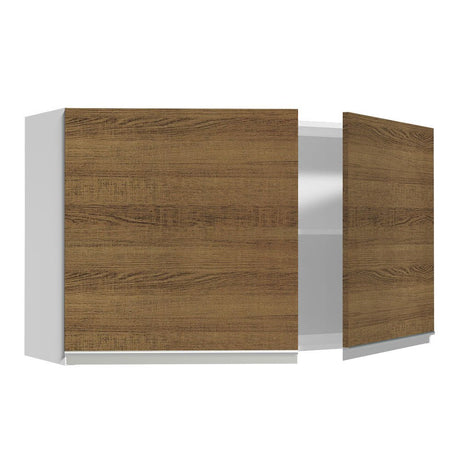 Gabinete de Cocina Glamy Blanco y Marron 120x66cm Flotante con Dos Puertas - ALACENAS Y MUEBLES MICROONDAS | Bylmo
