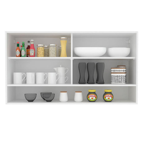 Gabinete de Cocina Glamy Blanco 120x66cm Flotante con Dos Puertas y Vidrios - ALACENAS Y MUEBLES MICROONDAS | Bylmo