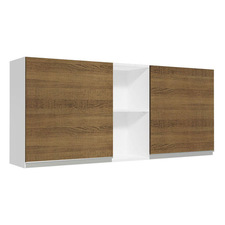 Gabinete de Cocina Glamy Blanco y Marron 150x66cm Flotante con Dos Puertas - ALACENAS Y MUEBLES MICROONDAS | Bylmo