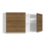 Gabinete de Cocina Glamy Blanco y Marron 150x66cm Flotante con Dos Puertas - ALACENAS Y MUEBLES MICROONDAS | Bylmo