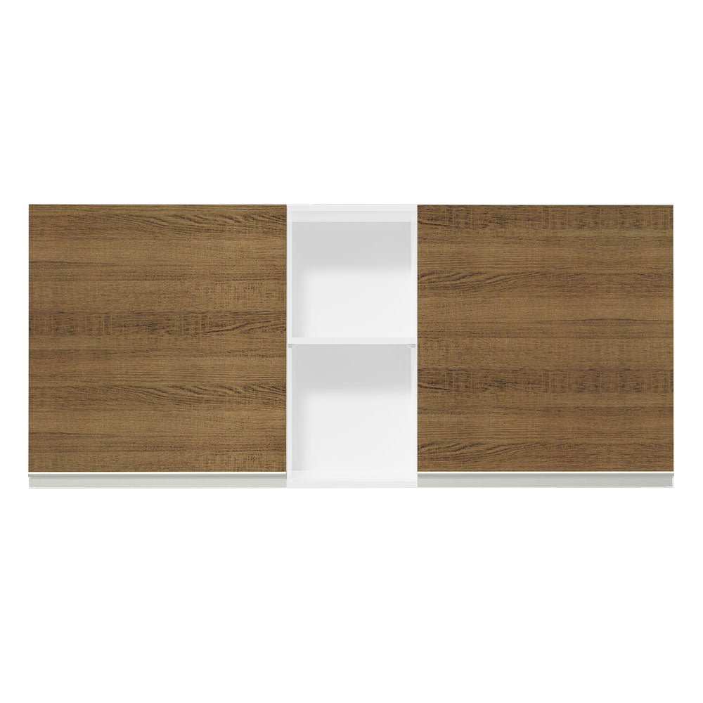 Gabinete de Cocina Glamy Blanco y Marron 150x66cm Flotante con Dos Puertas - ALACENAS Y MUEBLES MICROONDAS | Bylmo