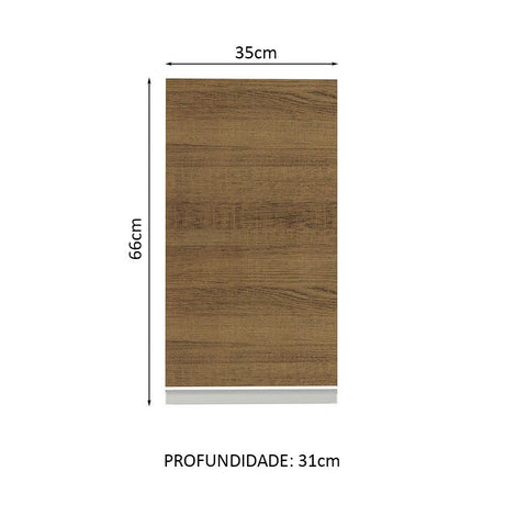 Gabinete de Cocina Glamy Blanco y Marron 35x66cm Flotante con Una Puerta - ALACENAS Y MUEBLES MICROONDAS | Bylmo