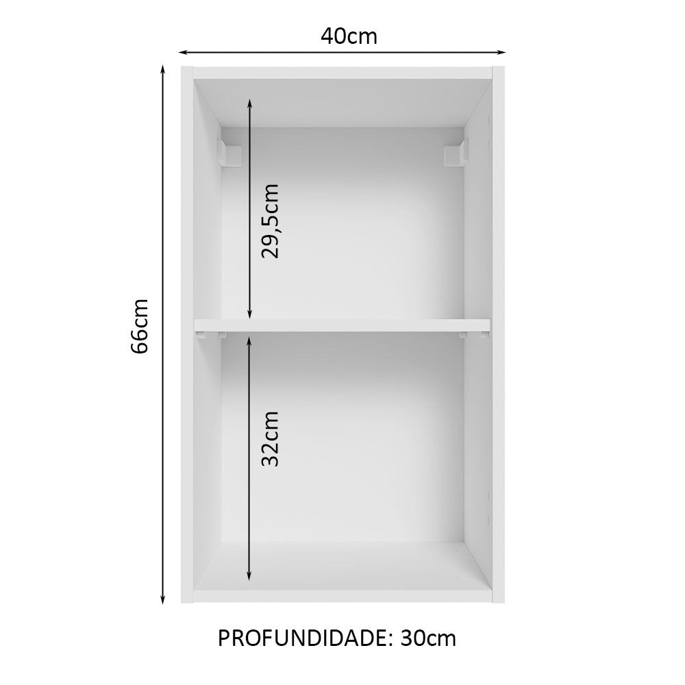 Gabinete de Cocina Glamy Blanco 40x66cm Flotante sin Puertas - ALACENAS Y MUEBLES MICROONDAS | Bylmo