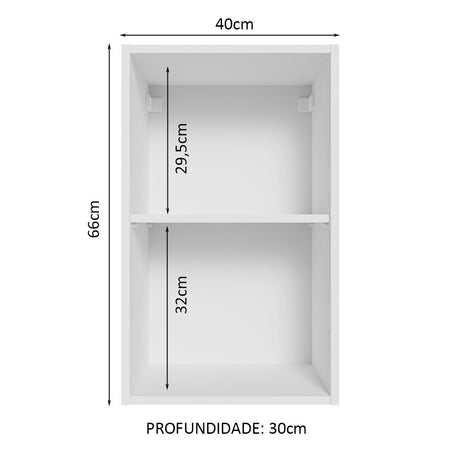 Gabinete de Cocina Glamy Blanco 40x66cm Flotante sin Puertas - ALACENAS Y MUEBLES MICROONDAS | Bylmo