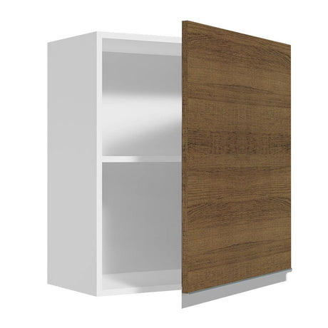 Gabinete de Cocina Glamy Blanco y Marron 60x66cm Flotante con Una Puerta - ALACENAS Y MUEBLES MICROONDAS | Bylmo
