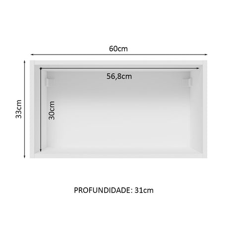 Gabinete de Cocina Glamy Blanco y Marron 60x33cm Flotante con Una Puerta - ALACENAS Y MUEBLES MICROONDAS | Bylmo