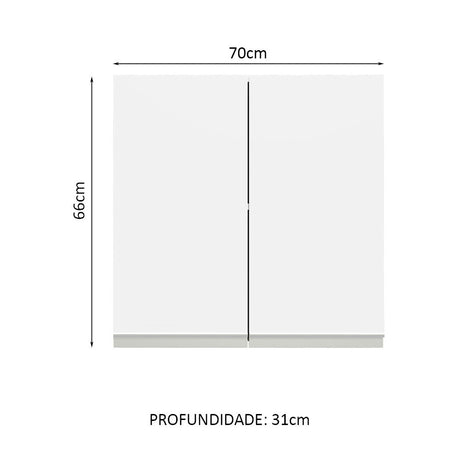 Gabinete de Cocina Glamy Blanco 70x66cm Flotante con Dos Puertas - ALACENAS Y MUEBLES MICROONDAS | Bylmo
