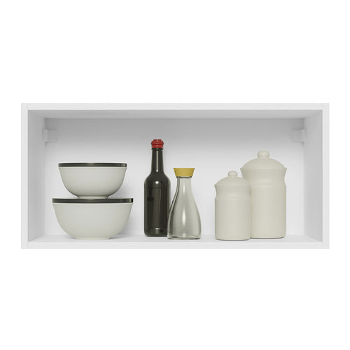 Gabinete De Cocina Glamy Blanco Y Marron 70x33cm Flotante Con Una Puerta