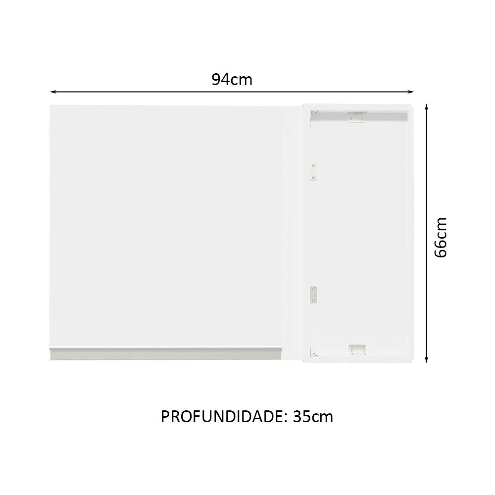 Gabinete de Cocina Glamy Blanco 94x66cm Flotante con Una Puerta - ALACENAS Y MUEBLES MICROONDAS | Bylmo