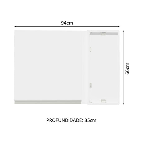 Gabinete de Cocina Glamy Blanco 94x66cm Flotante con Una Puerta - ALACENAS Y MUEBLES MICROONDAS | Bylmo