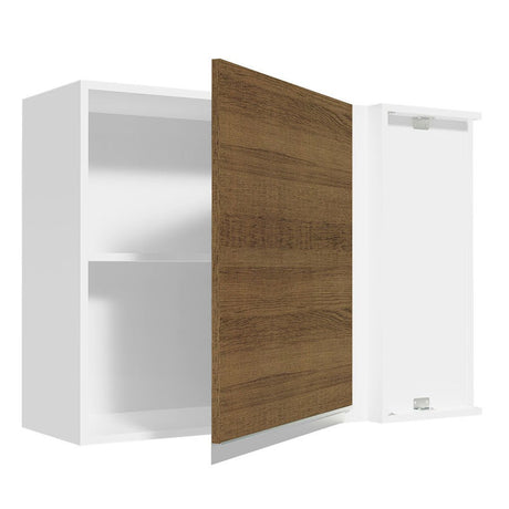 Gabinete de Cocina Glamy Blanco y Marron 94x66cm Flotante con Una Puerta - ALACENAS Y MUEBLES MICROONDAS | Bylmo