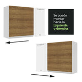 Gabinete de Cocina Glamy Blanco y Marron 94x66cm Flotante con Una Puerta - ALACENAS Y MUEBLES MICROONDAS | Bylmo