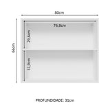 Gabinete de Cocina Glamy Blanco 80x66cm Flotante con Dos Puertas - ALACENAS Y MUEBLES MICROONDAS | Bylmo